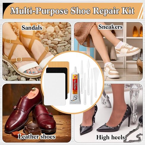 12 Pcs 3 Colors Shoe Sole Protectors 60ml Repair Adhesive Shoe Glue 5 Plastic Spreader Tools Shoe Bottom Grip Pads Non-slip Shoe Pads for High Heels Leather Shoes in Saudi Arabia