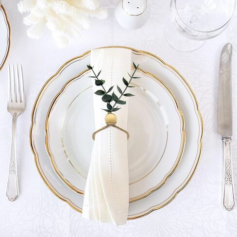 Napkin Rings Set of 8 Eucalyptus Napkin Rings Greenery Leaf Boho Napkin Rings Rustic Farmhouse Wooden Napkin Holders for Weddings Christmas Party Table Decoration in Saudi Arabia