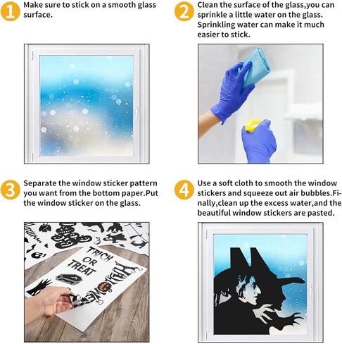 Quera الوحش الأسود نافذة يتمسك نافذة هالوين ملصقات الخفافيش، العناكب أشباح الجماجم، تومبستون القط زومبي، الساحرة القرع صورة ظلية نافذة صائق هالوين حزب سيارة نافذة عرض 8 أوراق in Kuwait