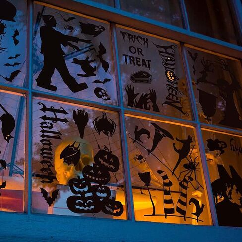 Quera الوحش الأسود نافذة يتمسك نافذة هالوين ملصقات الخفافيش، العناكب أشباح الجماجم، تومبستون القط زومبي، الساحرة القرع صورة ظلية نافذة صائق هالوين حزب سيارة نافذة عرض 8 أوراق in Kuwait