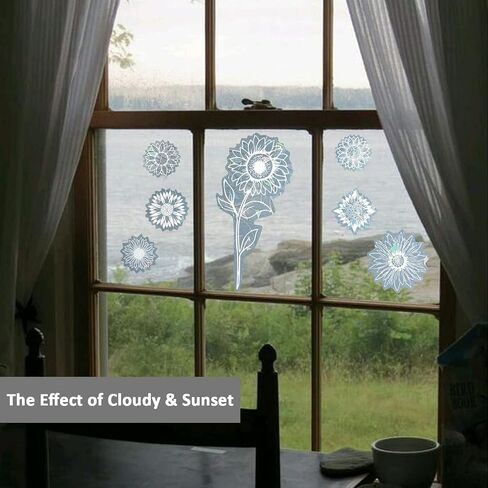 Sunflower Anti-Collision Suncatcher Stickers, Self Adhesive Vinyl Window Clings, Reusable Rainbow Window Decals for Glass Window Home Decor in Saudi Arabia