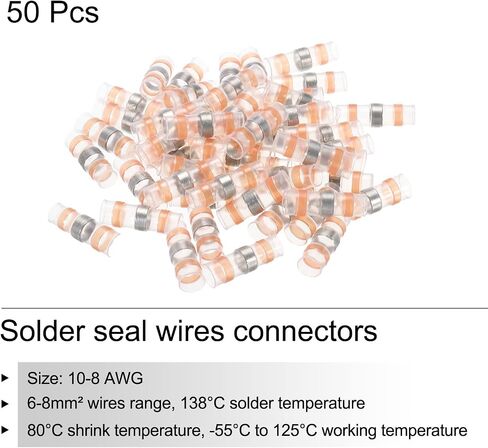 MECCANIXITY Solder Seal Wires Heat Shrink Butt Connectors 100pcs 10-8 AWG Orange Waterproof Wire Crimp for Marine, Cable, Wiring in Saudi Arabia