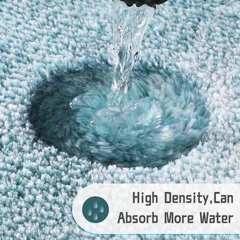 Yimobra Luxury Bathroom Rugs Sets 2 Piece, Fluffy Soft Comfortable Absorbent Microfiber Bath Mat Set, Extra Plush Thick Non Slip Shaggy Shower Rug, Machine Wash, 32x20+24x17 Inch, Grey Blue in Kuwait