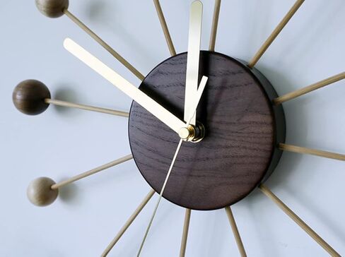 SHISEDECO Art Ball Clock in Wood and Bamboo, Decorative Modern Silent Wall Clock for Home,Bedroom,Kitchen,Living Room,Office etc. - Creative Wooden Mid Century Retro Design (Wood Bamboo Natural) in Saudi Arabia