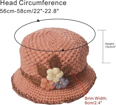 French Thicken Women's Flowers Knitted-Woolen-Hat Fashion Beanie-Hat Lady Crochet-Bucekt-Hat for Winter in Saudi Arabia
