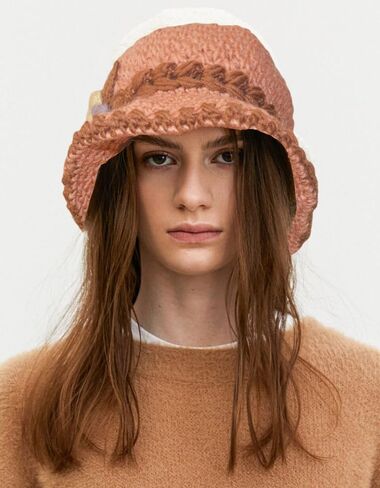French Thicken Women's Flowers Knitted-Woolen-Hat Fashion Beanie-Hat Lady Crochet-Bucekt-Hat for Winter in Saudi Arabia