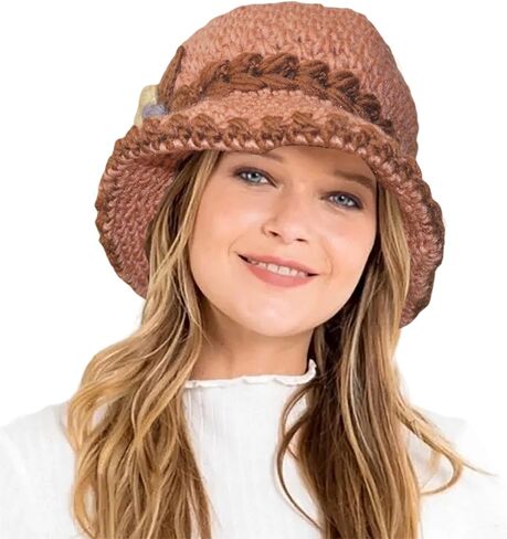 French Thicken Women's Flowers Knitted-Woolen-Hat Fashion Beanie-Hat Lady Crochet-Bucekt-Hat for Winter in Saudi Arabia