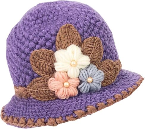 French Thicken Women's Flowers Knitted-Woolen-Hat Fashion Beanie-Hat Lady Crochet-Bucekt-Hat for Winter in Saudi Arabia