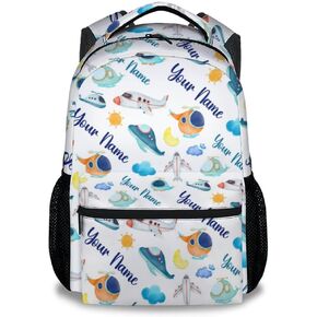 Kids School Backpack - 17 Inch Cute Airplane Bookbag for Boys - Durable Blue School Bag for Travel & Elementary