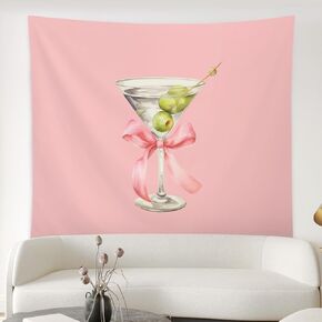 ISANOU Girls Room Wall Decor,Coquette Wine Glass Tapestry Wall Hangin for College Dorm Home Living Room,Gifts for Women Teen Girls,50x60 Inches