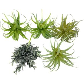 POANTA 5 Pack Assorted Artificial Succulents Air Plants Set Unpotted Realistic Greenery Plants Home Garden Decoration