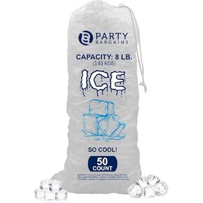 Party Bargains 15 lb Plastic Drawstring Ice Bags 24"x14" (50 Count)