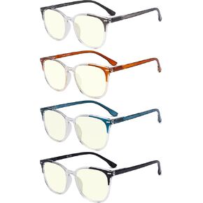 Eyekepper 4 Pack Computer Reading Glasses for Women Blue Light Blocking Readers Orange Tinted +2.00