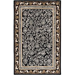 سجادة SAFAVIEH Antiquity Collection - 2'3" x 9'، أسود وعاجي، صوف شرقي تقليدي مصنوع يدويًا، مثالي للمناطق ذات حركة المرور العالية في غرفة المعيشة وغرفة النوم (AT860Z)
