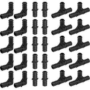 30-Pack EFIELD 3/4" Poly PPSU Barb Crimp Pex Fitting With Position Tab Combo: Tees, Elbows, Couplings 10 PCS each