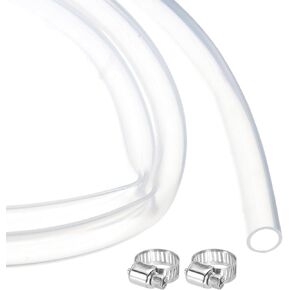 MECCANIXITY 5ft Clear Silicone Rubber Tubing 1/2" ID Plastic Tube Flexible Air Hose for Brewing, Wine Making, Pump Siphon, 13mm x 17mm, with 2pcs Clamps
