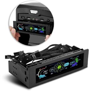 Front LCD Panel,5-Fans Speed Controller CPU Temperature Sensor Computer Cooling Drive Bay Front LCD Panel,AUTO /Manual Manual Mode Automatic Mode Switch