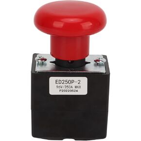BORDSTRACT Emergency Stop Switch for Most Forklifts, 96V 250A Red Mushroom Metal Alloy Stop Button Replacement