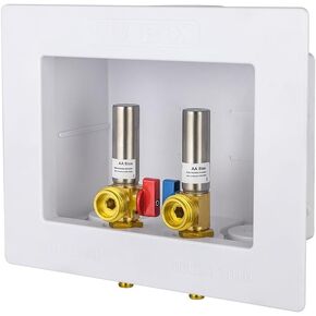 EFIELD Double Drain Washing Machine (Laundry) Outlet Box,1/2-inch Crimp Pex F1807 Inlet, Single Control Valve, Copper Water Hammer Arrestor