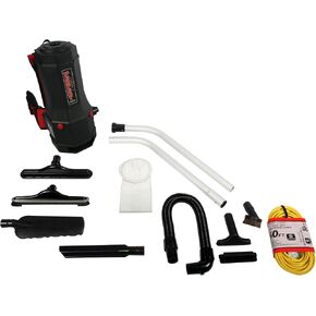 Cen-Tec Systems 98317-AZ HEPA Commercial Backpack Vacuum with Attachment Set, 6 Qt, Black