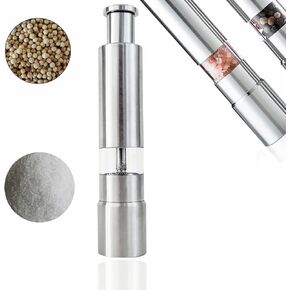 Thumb Pepper Grinder, Push Button Salt and Spices Pepper Fine Mill, One Hand Pepper Stainless Steel Grinder for Grains, Spices, Table Seasoning Grinders