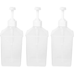 Cabilock 3PCS Plastic Squeeze Condiment Bottles Jar Syrup Honey Dispenser Pump Bottle for Juice Ketchup Cookie Sauces 1100ML (White)
