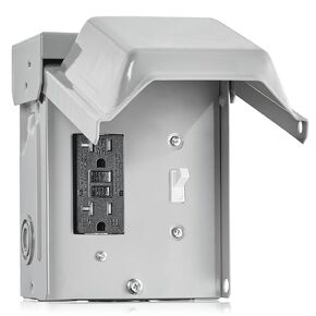 SURAIELEC Outdoor Electrical Outlet with Cover, 20 AMP WRTR GFCI Receptacle Plug, Rainproof 3R Enclosure, Weatherproof Exterior All Metal Power Switch Box for Halloween Decorations, Light, ETL Listed
