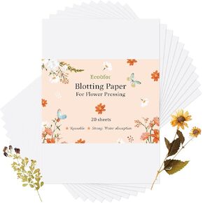 Ecoofor Blotting Paper for Flower Press, 20 Sheets Highly Absorbent and Reusable Blotter Paper for Flower Press Paper Craft 9 x 9 inch