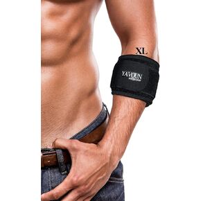 Forearm Wraps for Pain, Tennis Elbow Brace Tendonitis Treatment, Adjustable Elbow Strap Support Brace - Acupressure Elbow Brace for Elbow Pain Relief (Black, L - XXL)