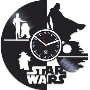 The Force Awakens, Vinyl Record Wall Clock, Gift for Children, Star Wars, Yoda, Han Solo, Best Gift for Brother, Birthday Gift, Movie, Silent, Wall Clock Modern, Gift for Man