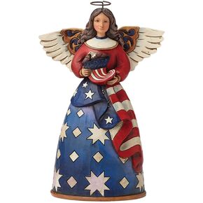 Jim Shore Heartwood Creek Patriotic Angel in Flag Dress Stone Resin Figurine, 6"