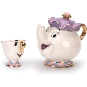 GZHaiTuoSi Cartoon New Beauty And The Beast Teapot Mug Mrs Potts Chip Tea Pot Cup One Set Lovely & set