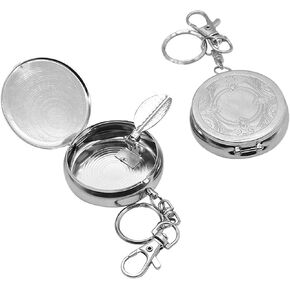 1PC Mini Compact Portable Ashtray, Stainless Steel Table-top Ash Tray, Creative Fashion Personality Small Car Ashtrays with Lid for Outdoor Travelling Camping