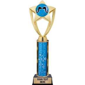 Crown Awards Mustache Trophies, 11" Gold Star Mustache Trophy with Engraving Included Prime