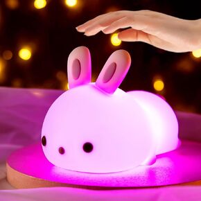 Mubarek Night Light for Kids Bunny Lamp【16 Colors+Remote】 Kids Night Light,Cute Night Light for Girls, Dimmable Night Lights for Kids,1800mAh Night Light Kids,100% Safe Cute Lamp Night Light for Kids
