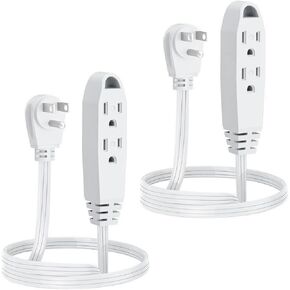 K KASONIC - 6 Feet 3 Outlet Extension Cord 2 Pack - Triple Wire Grounded Multi Outlet, UL Listed 16/3 SPT-3, 13 Amp - 125V - 1625 Watts (White)