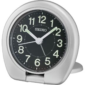 Seiko Sakai Travel Bedroom Alarm Clock, Metallic Silver