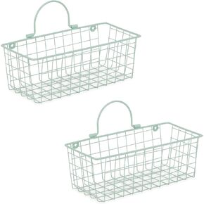 DII Farmhouse Vintage Décor, Wire Wall Basket, Small, Black, 2 Piece