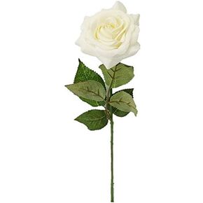 silk Sweet Home Deco 17’’ Real Touch Rose Artificial Single Spray Set of 2 (White)