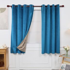 INLINAS Velvet Blackout Curtain - Luxurious Softness with Light Control, Thermal Insulated, Noise Reduction, Energy Saving Set of 2 Panels, Beige, 52W x 63L Inch