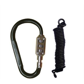 Zine-Alloy Black Lock Carabiners Resettable 3 Dial Digit Combination Password Code Lock Padlock for Suitcase Luggage Travel Baggage Backpack + Spring Reminder Cable