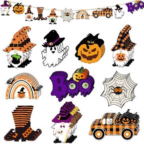 40 Pcs Halloween Wooden Hanging Ornaments Halloween Wood Cutouts with Ropes Hanging Halloween Tree Decorations Halloween Signs Pendant for Home Halloween Party Decoration
