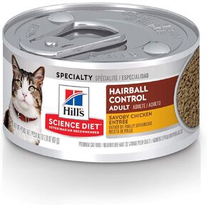 Hill's Science Diet Adult Hairball Control Canned Cat Food, Savory Chicken Entrée, 5.5 oz. Cans, 24-Pack