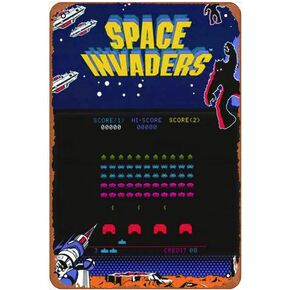 غزاة الفضاء ممر لعبة فيديو مضحك الفن معدن القصدير تسجيل 8x12 بوصة بار حانة داخلي في الهواء الطلق جدار ديكور هدايا للرجل in Kuwait