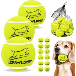 EXPAWLORER Dog Squeaky Tennis Balls for Dogs Set of 12 for Pet Playing and Training 2.5"