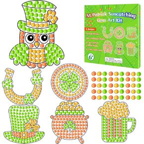 Qyeahkj 6 Pcs Fall Craft DIY Diamond Suncatcher Pumpkin Shape Art Crafts Suncatcher Kits for Kids, Fall Catcher Diamond Painting Kits for Kids Girls Boys