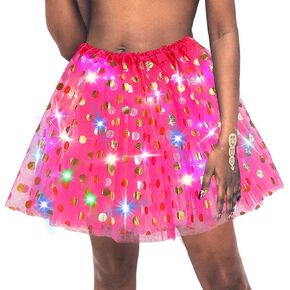 Women LED Tutu Skirts Light Up Skirts Glitter Ballet Skirts Polka Dot Tutu Skirt for Women and Girls Carnival Party