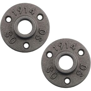 1/2" Floor Flange Ruiwaer 2pcs Deep Grey Retro 1/2 Inch Floor Flange Iron Threaded Pipe Fittings for Wall Mounting Industrial Steampunk Retro Decoration Cast Iron Flanges