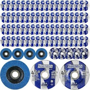 قطع العجلات 4 1/2 بوصة زاوية طاحونة قطع القرص ملحقات طاحونة زاوية للمعادن والفولاذ المقاوم للصدأ عجلة طاحونة (75 حزمة قطع العجلات + 5 عجلات طاحونة + 4 أقراص رفرف ، 84 حزمة) in Kuwait