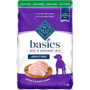 Blue Buffalo Basics Skin & Stomach Care, Grain Free Natural Adult Dry Dog Food, Salmon & Potato 11-lb